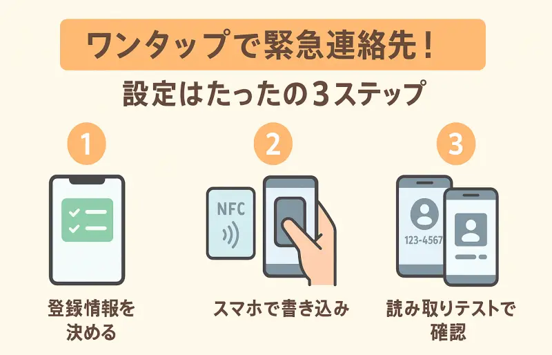 ワンタップで緊急連絡先!設定はたったの3ステップ