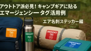 アウトドア派必見!キャンプギアに貼るエマージェンシータグ活用例 〜エア名刺ステッカー編〜